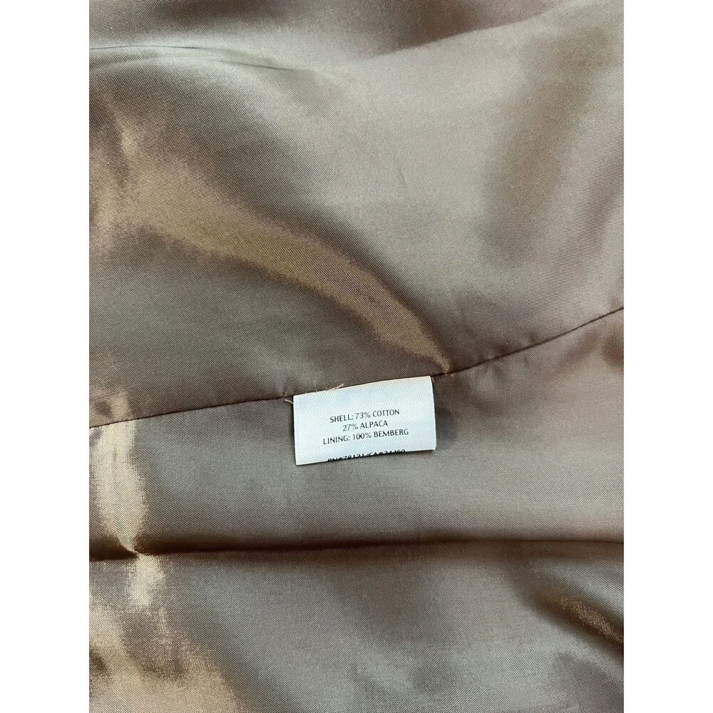 Eileen Fisher Womens Brown Alpaca Cotton Button Front A-Line Coat M Lagenlook